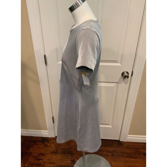 Michael Kors Navy Blue & White Patterned Fit & Flare Dress, Size 12 - Picture 5 of 7